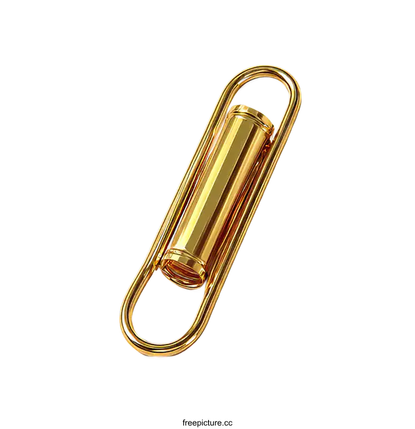 [Transparent Background PNG]Gold Paperclip Illustration