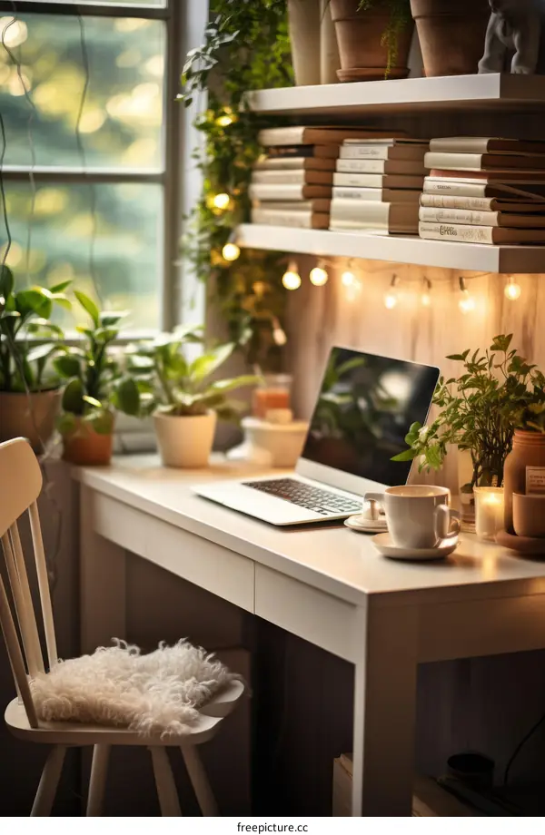 Cozy home office with a view of the garden