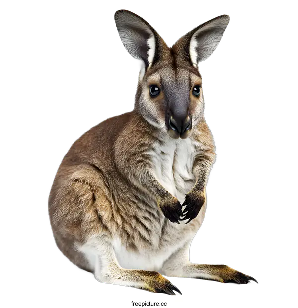 [Transparent Background PNG]Closeup of a Red-necked Wallaby Sitting on White Background