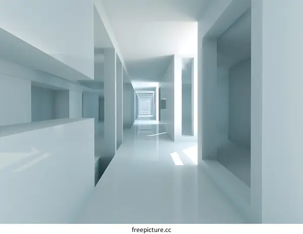 Abstract White Hallway Architecture 3D Illustration