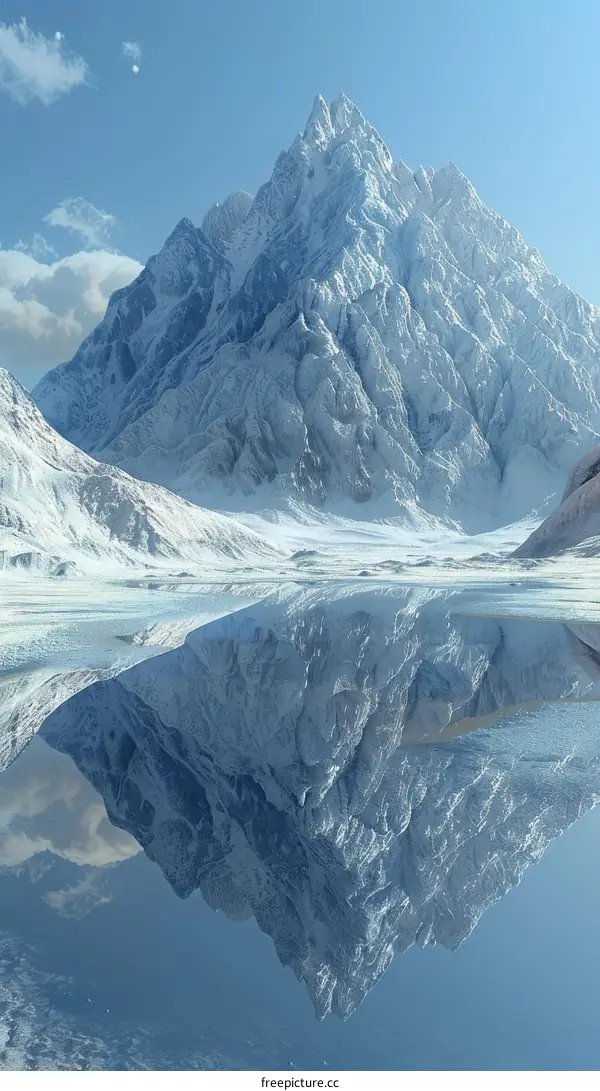 Snow-capped Mountain Reflected in a Pristine Lake