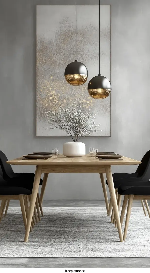 Modern Dining Room Interior Design with Pendant Lights