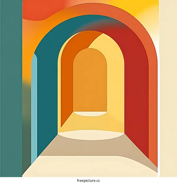 Abstract Archway Illustration With Colorful Shapes