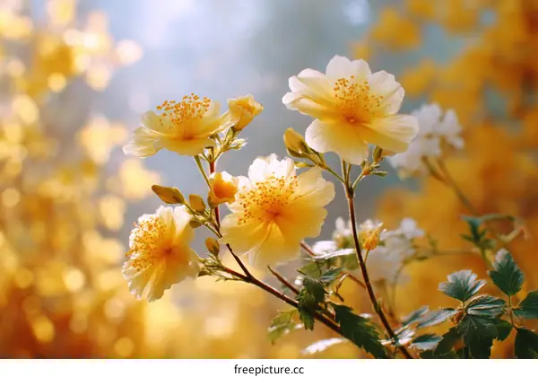 Beautiful Yellow Flowers in Sunlight