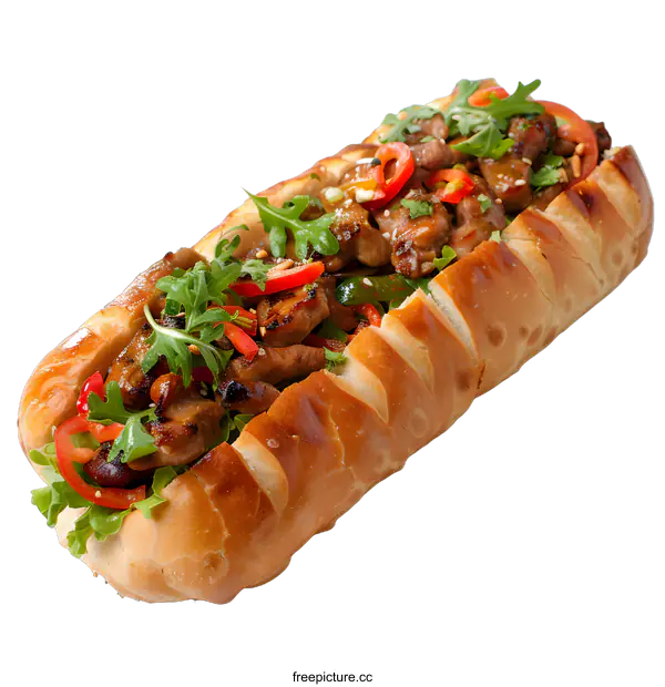 [Transparent Background PNG]Grilled Chicken and Vegetable Sub Sandwich