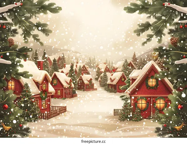 Christmas Village in the Snow