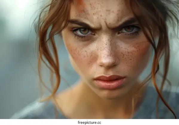 Close-up Portrait of a Woman with Freckles
