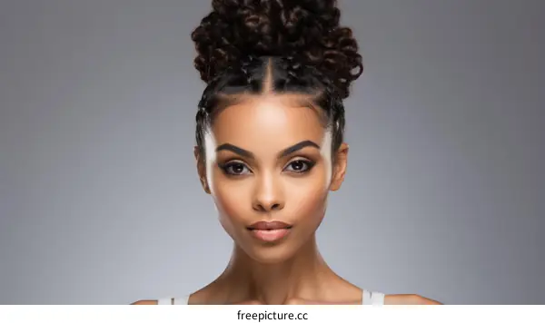 portrait of a beautiful young african american woman with curly hair