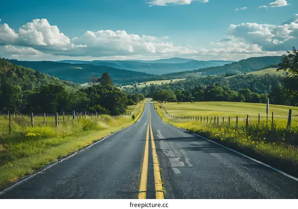 Country Road through Mountain Valley