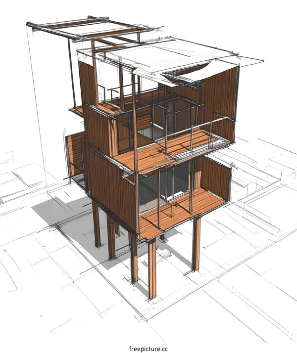 Modern House Design Concept Sketch