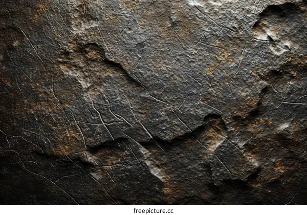 Black and grey rock surface with cracks and lines