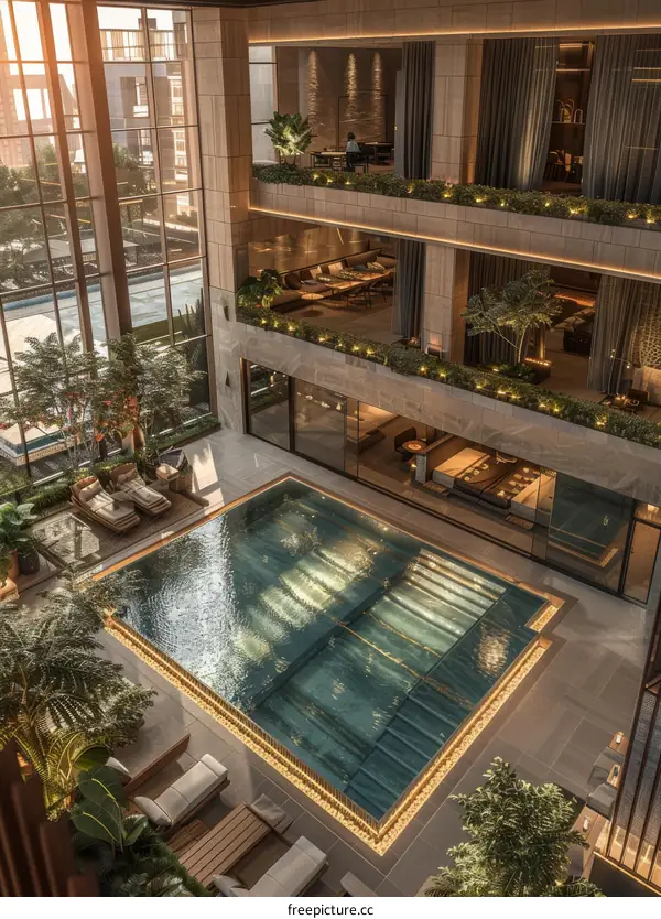 Modern Luxury Indoor Pool and Courtyard Design