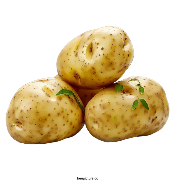[Transparent Background PNG]three russet potatoes on a white background