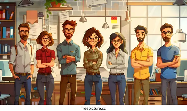 Group of young professionals posing in an office