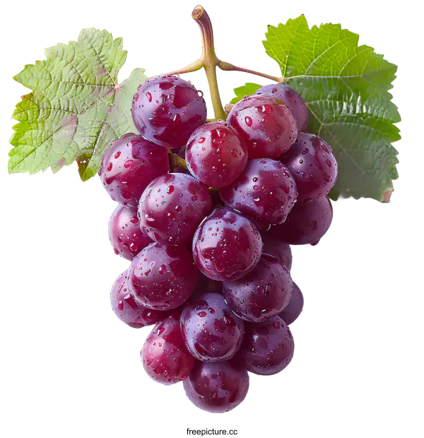 [Transparent Background PNG]Fresh red grapes on a white background