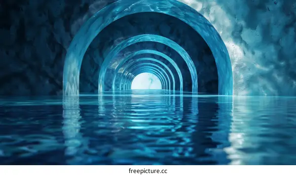Glowing Blue Tunnel - Futuristic Sci-Fi Design