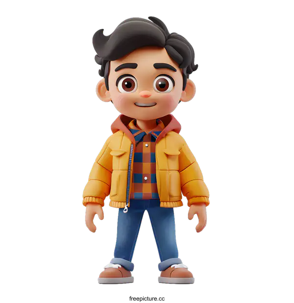 [Transparent Background PNG]3D rendering of a cute cartoon boy
