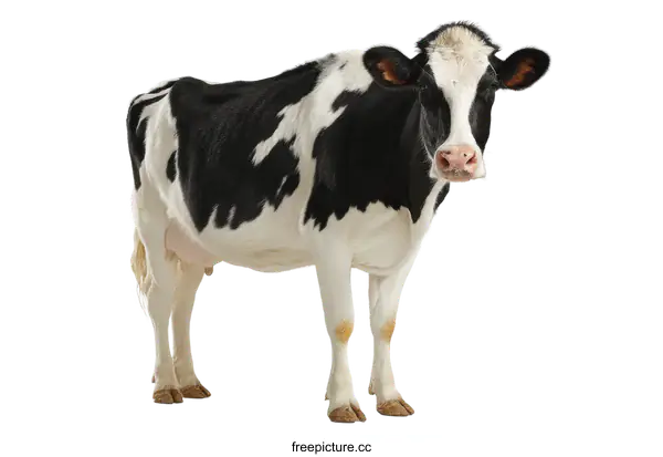 [Transparent Background PNG]Black and White Cow Portrait on White Background