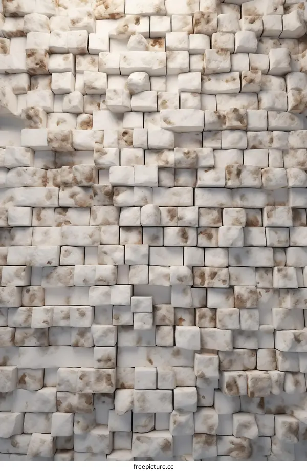 White and brown square mosaic tiles wall background