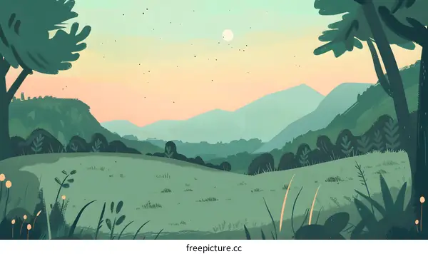 Green Hills Landscape Illustration