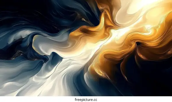 Abstract Fluid Art with Gold and Dark Colors