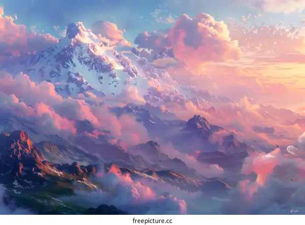 Majestic Mountain Peaks and Clouds