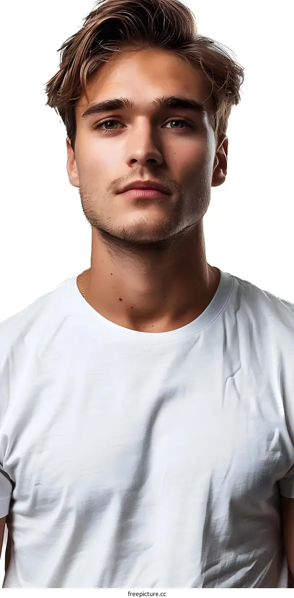 Portrait of a Young Man on White Background
