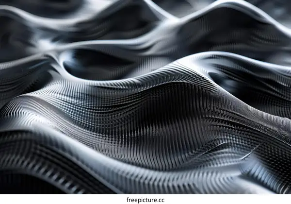 Black and white image of a wavy metal surface