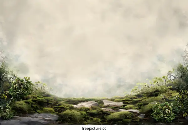 Fantasy Landscape with Fog and Moss