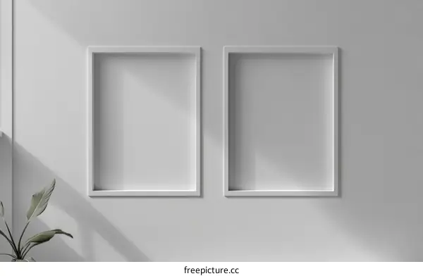 Empty Picture Frames on a Light Gray Wall Interior