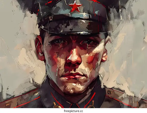 Portrait of a Soviet soldier during World War II