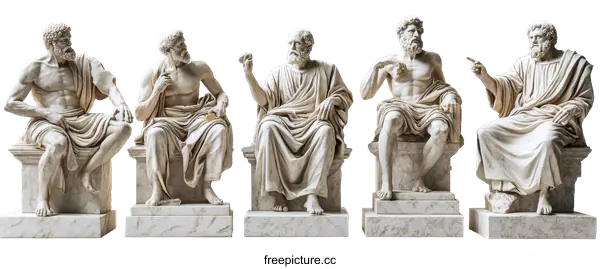 [Transparent Background PNG]Ancient Greek Philosophers Statues