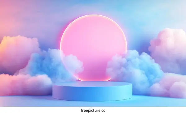 Neon Circle Cloud Display Podium