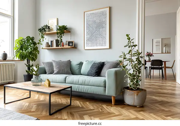 Modern Living Room Interior Design with Plants