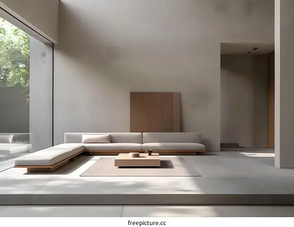 Modern Minimalist Living Room Interior Design with Wooden Accents