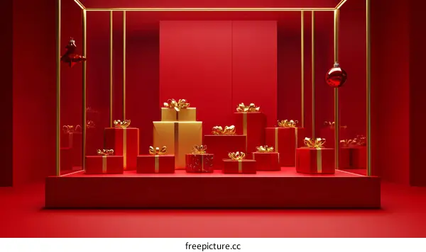 Christmas Gift Display Showcase Illustration