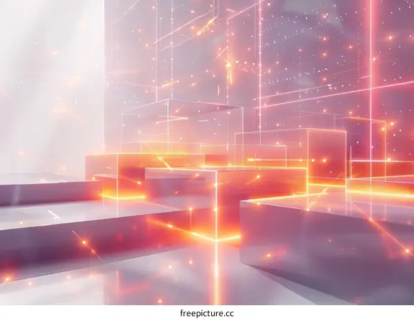 Futuristic Cityscape: Abstract Neon Lights and Geometry