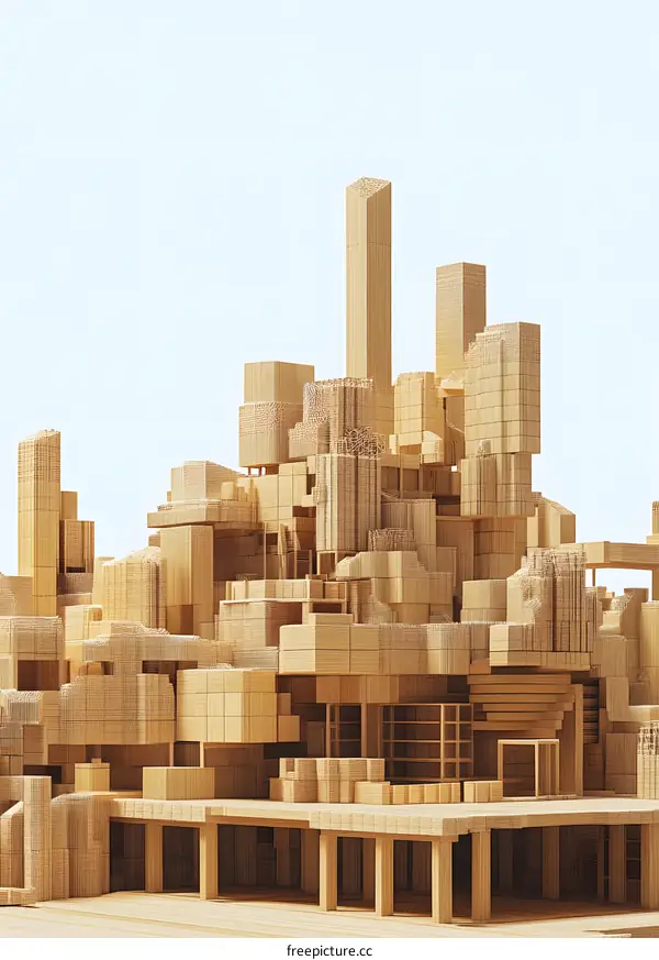 Wooden Model of a Modern City