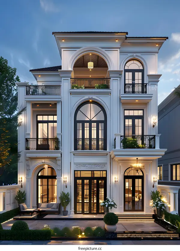 Three-story French-style villa