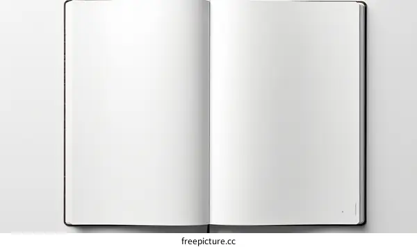 Blank notebook with white pages