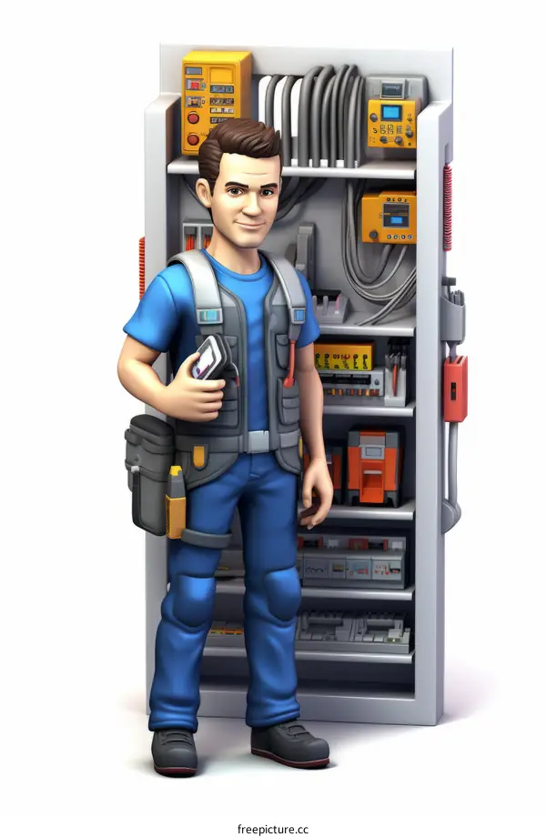 Maintenance worker wearing a hard hat and holding a tablet