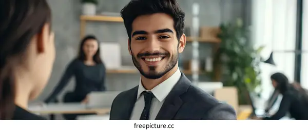 Smiling Businessman in a Suit Looking at the Camera