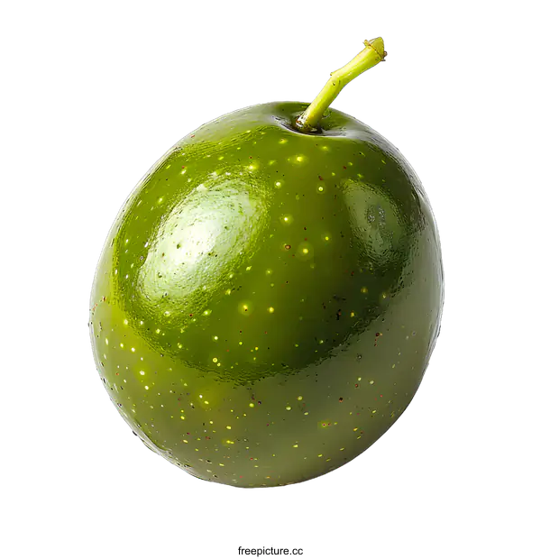 [Transparent Background PNG]A Single Green Olive on a White Background