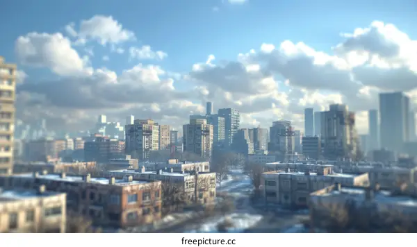 Modern City Skyline with Blue Sky