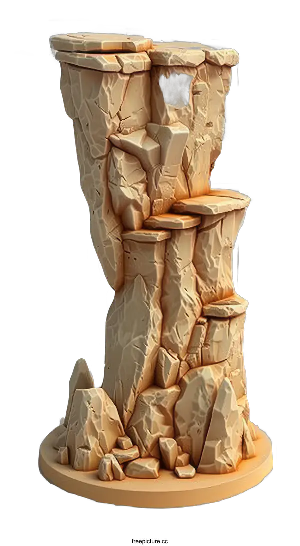 [Transparent Background PNG]3D rendering of a rock tower