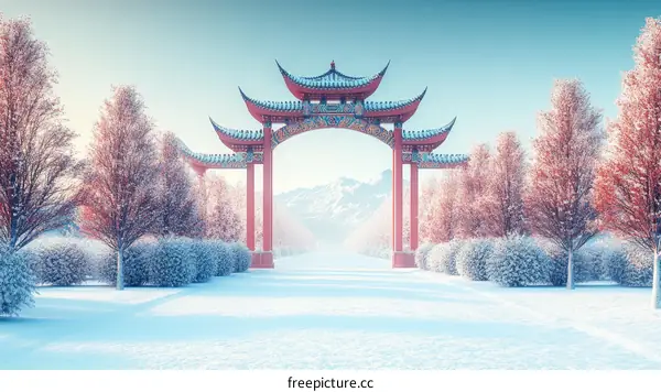 Winter Wonderland Chinese Archway Scene