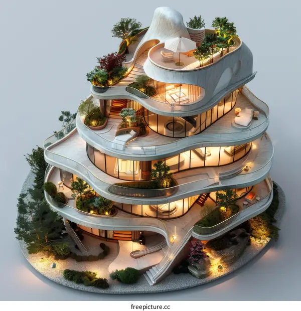 Architectural Design of a Modern Spiral Residential Tower