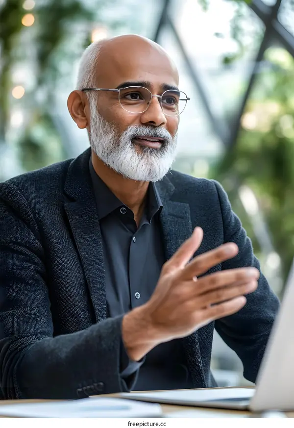 Indian Businessman Sitting in a Modern Office