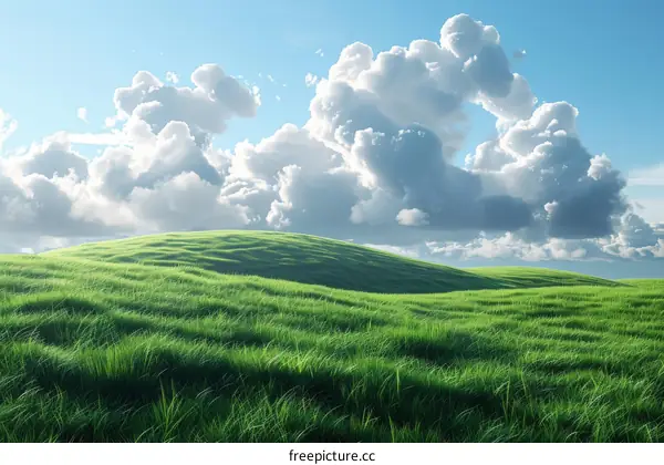 Stunning Green Meadow Under a Cloudy Sky