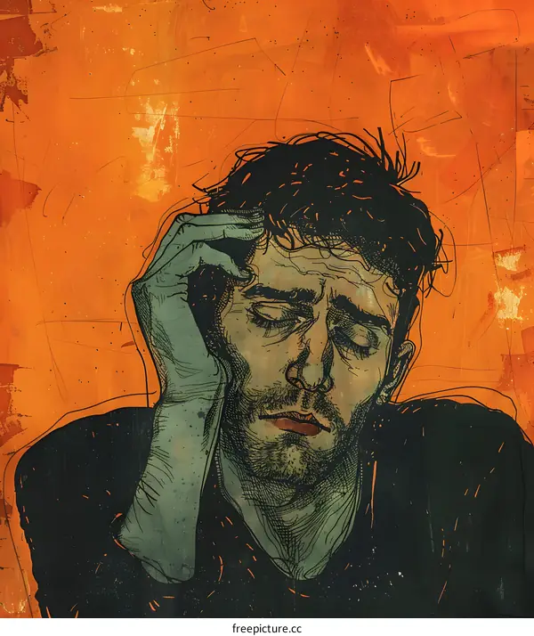 A man with his hand on his head